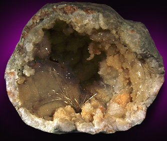 Millerite in Quartz Geode from Hall's Gap, Lincoln County, Kentucky