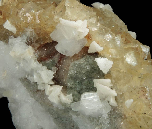 Fluorite with Dolomite and Calcite from Moscona Mine, Solis, Villabona District, Asturias, Spain