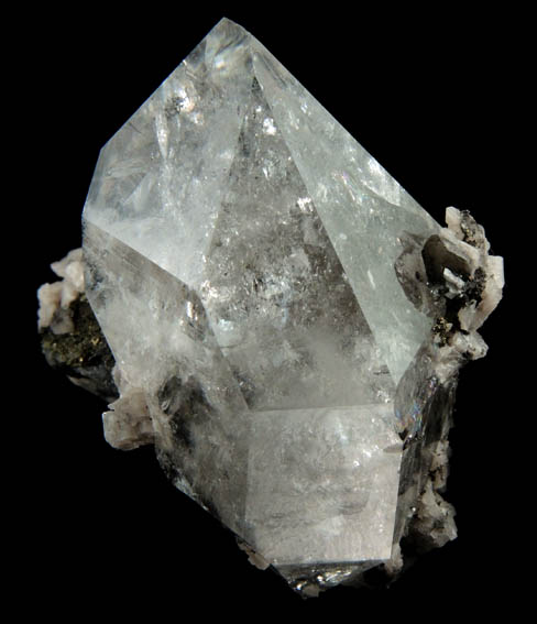 Quartz var. Herkimer Diamond with Dolomite and Pyrite from Eastern Rock Products Quarry (Benchmark Quarry), St. Johnsville, Montgomery County, New York