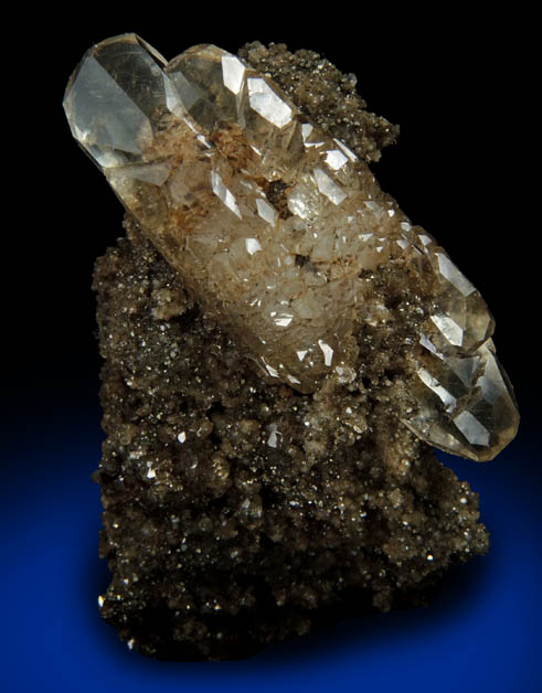 Calcite on Pyrite from Rensselaer Quarry, Pleasant Ridge, 6 km east of Rensselaer, Jasper County, Indiana