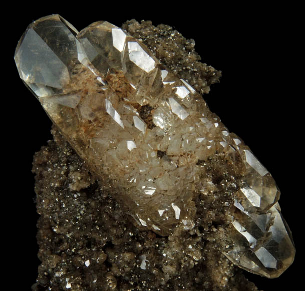 Calcite on Pyrite from Rensselaer Quarry, Pleasant Ridge, 6 km east of Rensselaer, Jasper County, Indiana