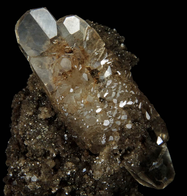 Calcite on Pyrite from Rensselaer Quarry, Pleasant Ridge, 6 km east of Rensselaer, Jasper County, Indiana