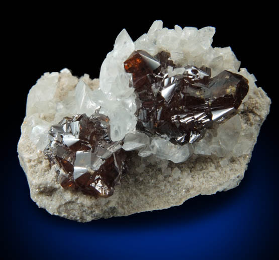 Sphalerite on Calcite from Lockport, Niagara County, New York