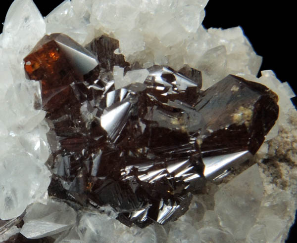 Sphalerite on Calcite from Lockport, Niagara County, New York