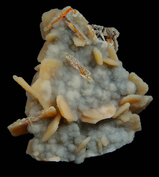 Wulfenite coated with drusy Quartz on Hemimorphite from Finch Mine (Barking Spider Mine), north of Hayden, Banner District, Gila County, Arizona