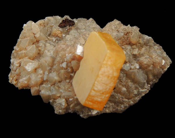 Wulfenite on Calcite from Mina Ojuela, Mapimi, Durango, Mexico