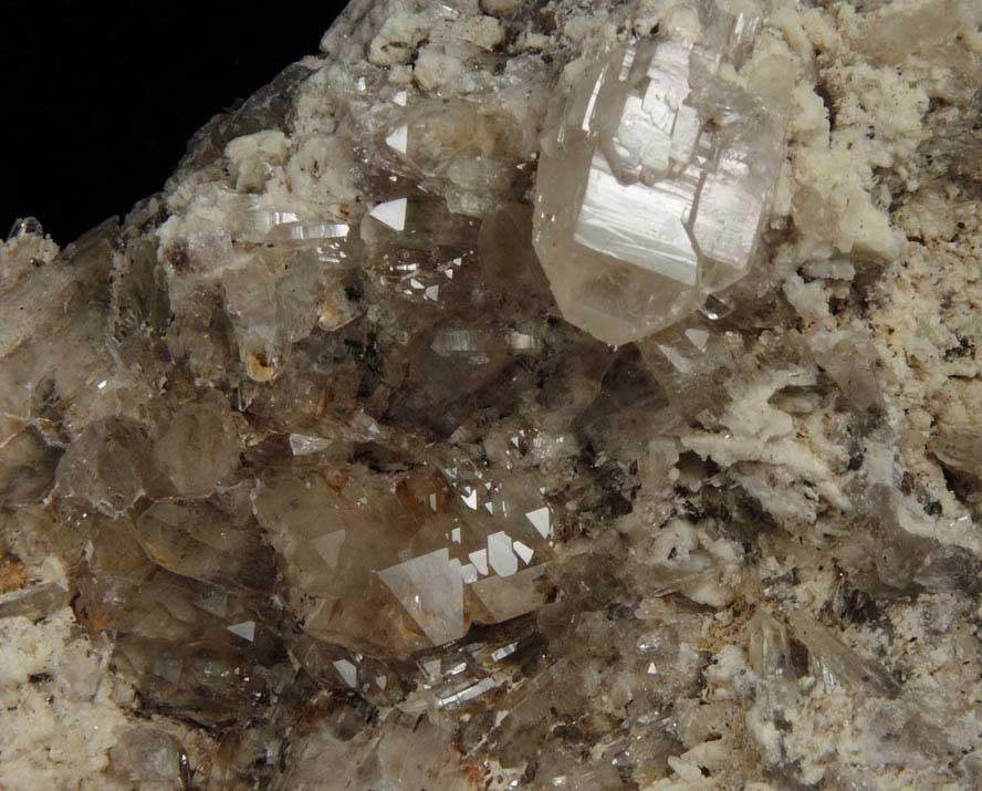 Quartz var. Smoky Quartz on Albite from Peter's Pocket, Bartlett, Carroll County, New Hampshire