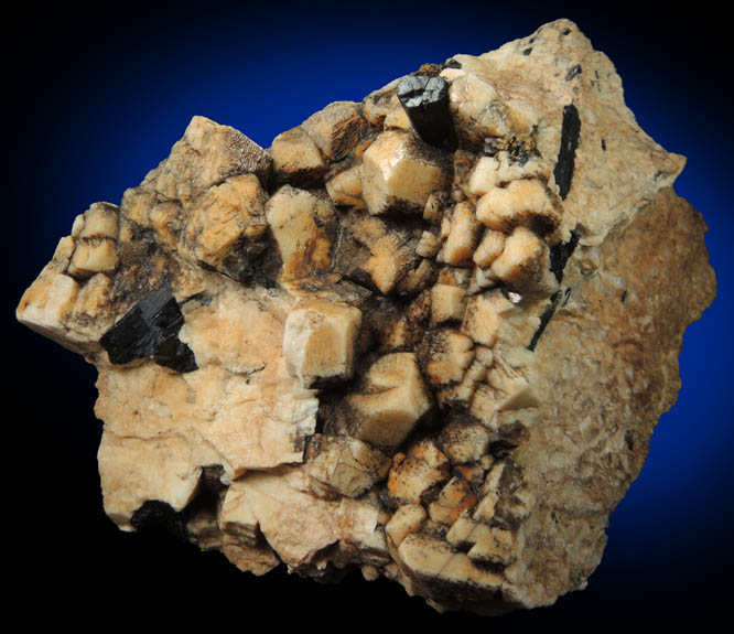 Arfvedsonite (rare terminated crystal) on Microcline from Hurricane Mountain, east of Intervale, Carroll County, New Hampshire