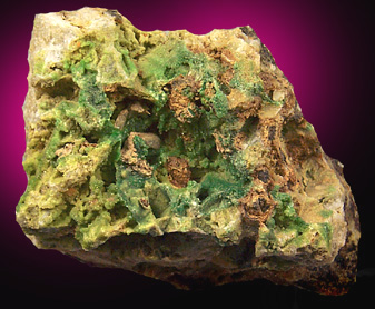 Pyromorphite with Galena on Quartz from Manhan Lead Mines, Loudville District, 3 km northwest of Easthampton, Hampshire County, Massachusetts
