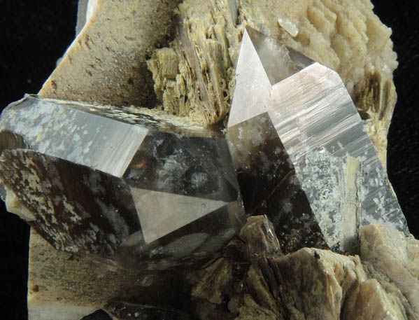 Quartz var. Smoky Quartz with Albite, Muscovite, Microcline from Moat Mountain, west of North Conway, Carroll County, New Hampshire