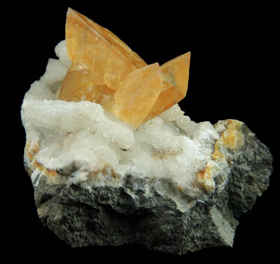 Calcite on Prehnite from Woodbury Traprock Quarry, east of Woodbury, Litchfield County, Connecticut