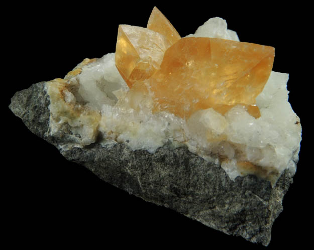 Calcite on Prehnite from Woodbury Traprock Quarry, east of Woodbury, Litchfield County, Connecticut
