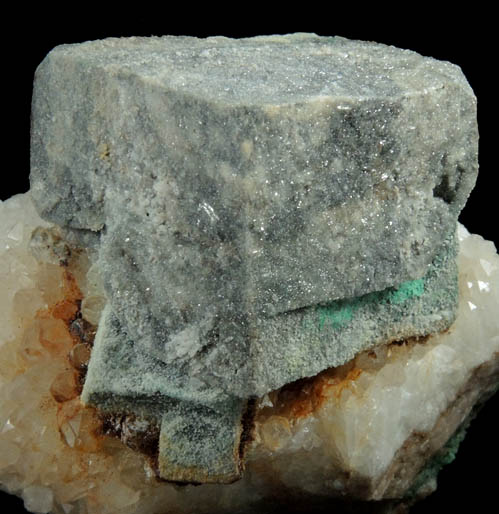 Galena with Anglesite coating on Quartz from Blanchard Mine, Hansonburg District, 8.5 km south of Bingham, Socorro County, New Mexico