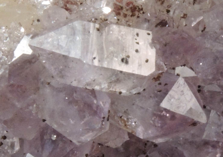 Quartz var. Amethyst Quartz with Goethite from Cinque Quarry, East Haven, New Haven County, Connecticut