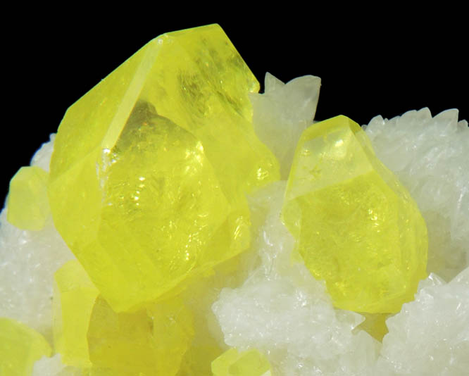 Sulfur on Aragonite from Agrigento District (Girgenti), Sicily, Italy