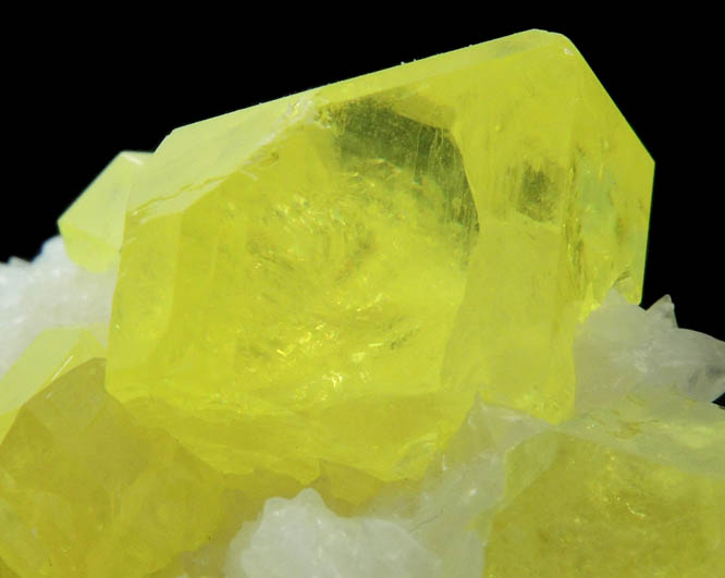 Sulfur on Aragonite from Agrigento District (Girgenti), Sicily, Italy