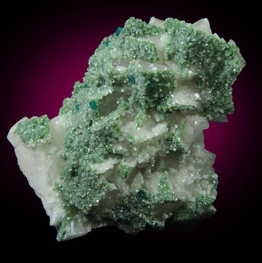 Dioptase and Duftite on Calcite from Tsumeb Mine, Otavi-Bergland District, Oshikoto, Namibia (Type Locality for Duftite)