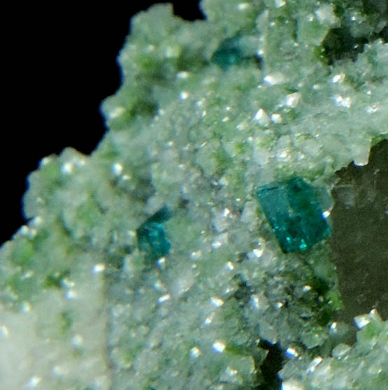 Dioptase and Duftite on Calcite from Tsumeb Mine, Otavi-Bergland District, Oshikoto, Namibia (Type Locality for Duftite)