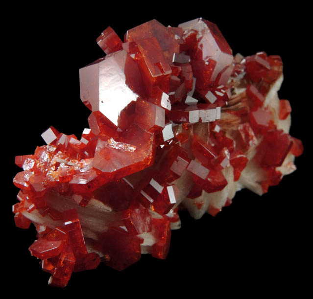 Vanadinite on Barite from Mibladen, Haute Moulouya Basin, Zeida-Aouli-Mibladen belt, Midelt Province, Morocco