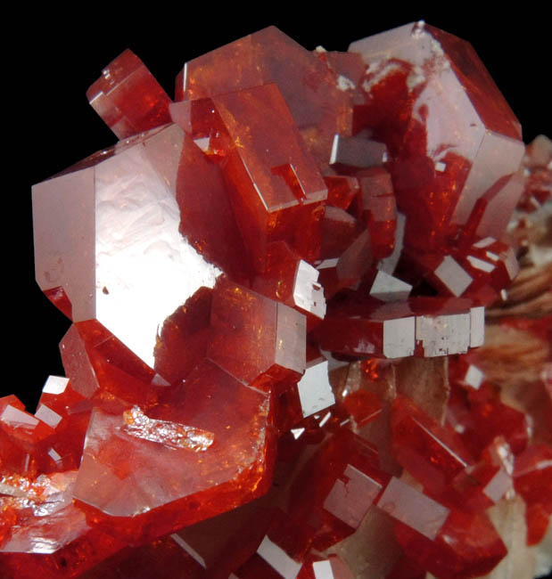 Vanadinite on Barite from Mibladen, Haute Moulouya Basin, Zeida-Aouli-Mibladen belt, Midelt Province, Morocco