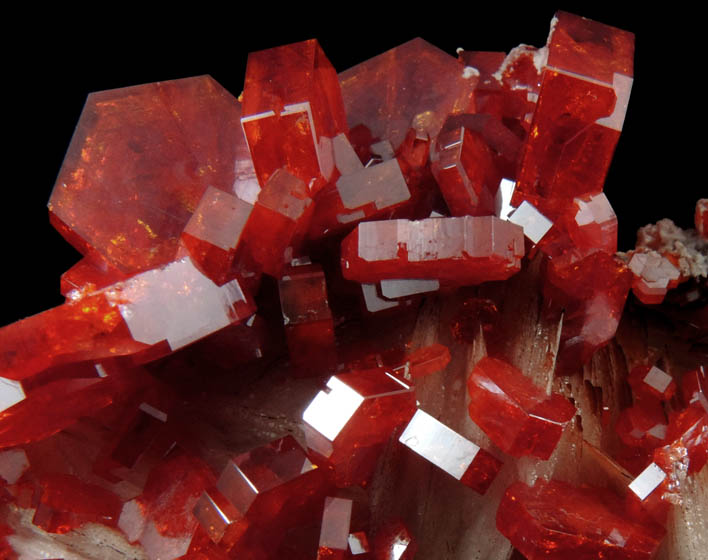 Vanadinite on Barite from Mibladen, Haute Moulouya Basin, Zeida-Aouli-Mibladen belt, Midelt Province, Morocco