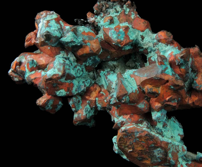 Copper crystals with Chrysocolla from Quincy Mine, Hancock, Keweenaw Peninsula Copper District, Houghton County, Michigan