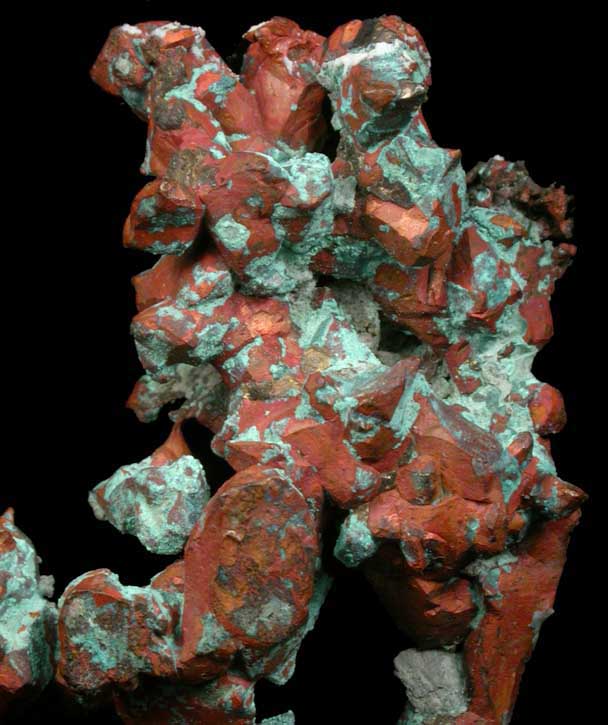 Copper crystals with Chrysocolla from Quincy Mine, Hancock, Keweenaw Peninsula Copper District, Houghton County, Michigan