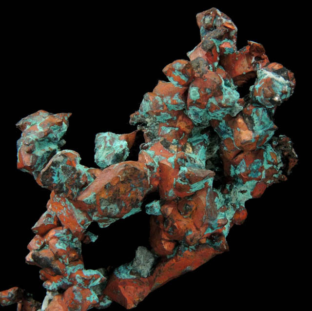 Copper crystals with Chrysocolla from Quincy Mine, Hancock, Keweenaw Peninsula Copper District, Houghton County, Michigan