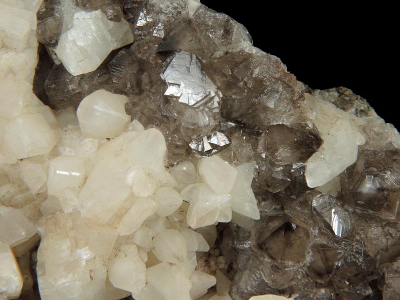 Calcite on Smoky Quartz from Upper Montclair, Essex County, New Jersey