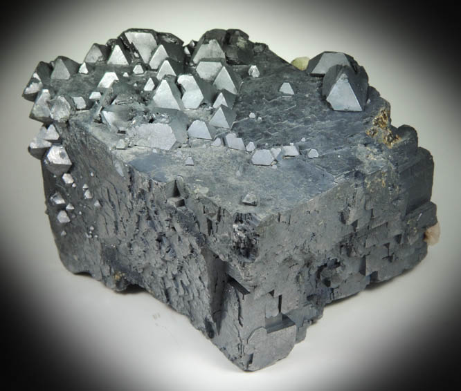 Galena (octahedral crystals on a cubic crystal) from Sweetwater Mine, Viburnum Trend, Reynolds County, Missouri