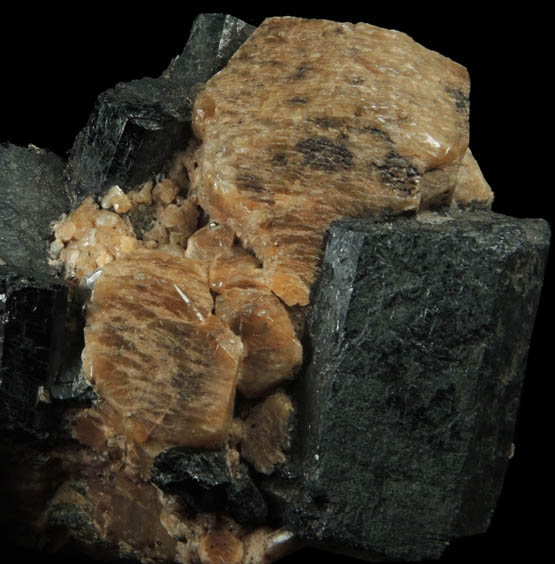 Augite and Orthoclase from Highway 62 road cut, near Bancroft, Ontario, Canada