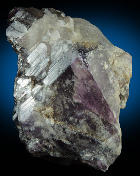 Quartz var. Amethyst with white inclusions from Barbour Mine, Colton Hill, Stowe, Oxford County, Maine