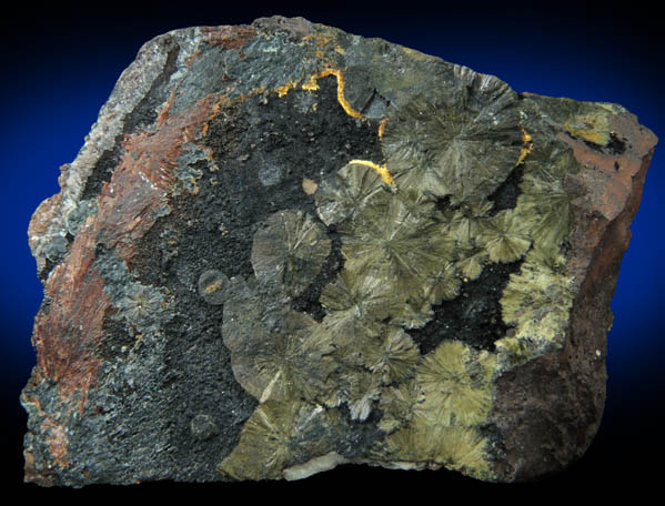 Beraunite, Kidwellite, Cacoxenite, Goethite from Coon Creek Mine, Polk County, Arkansas
