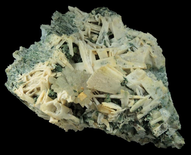 Quartz pseudomorphs after Anhydrite with Quartz and Celadonite from Irai, Rio Grande do Sul, Brazil