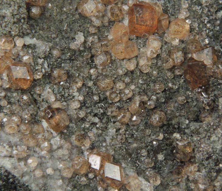 Grossular Garnet, Diopside, Prehnite from Jeffrey Mine, Asbestos, Qubec, Canada