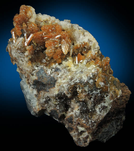 Mimetite on Calcite from Tsumeb Mine, Otavi-Bergland District, Oshikoto, Namibia