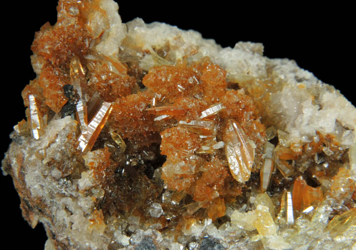 Mimetite on Calcite from Tsumeb Mine, Otavi-Bergland District, Oshikoto, Namibia