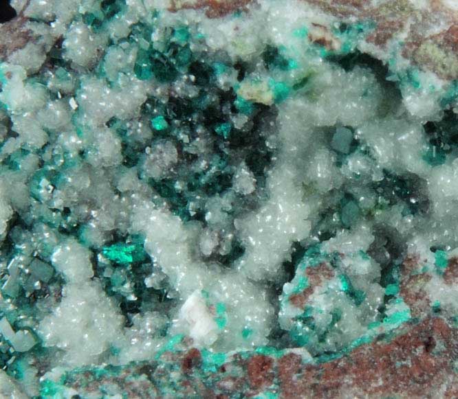 Dioptase and Calcite from Tsumeb Mine, Otavi-Bergland District, Oshikoto, Namibia