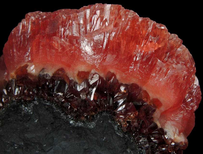 Rhodochrosite over Rhodochrosite from N'Chwaning Mine, Kalahari Manganese Field, Northern Cape Province, South Africa