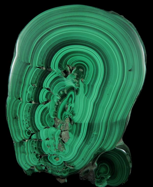 Malachite from Kolwezi Mining District, 240 km WNW of  Lubumbashi, Katanga Copperbelt, Lualaba Province, Democratic Republic of the Congo