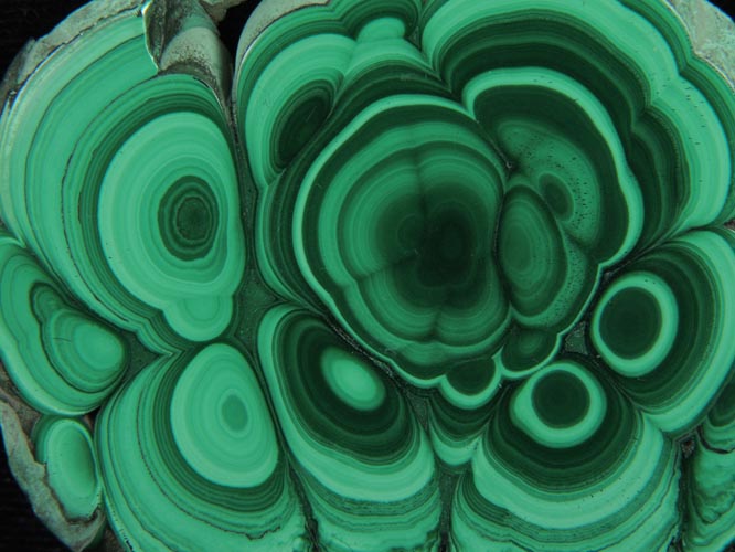 Malachite from Kolwezi Mining District, 240 km WNW of  Lubumbashi, Katanga Copperbelt, Lualaba Province, Democratic Republic of the Congo