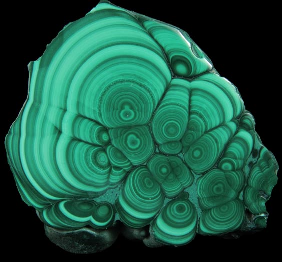Malachite from Kolwezi Mining District, 240 km WNW of Lubumbashi, Katanga Copperbelt, Lualaba Province, Democratic Republic of the Congo