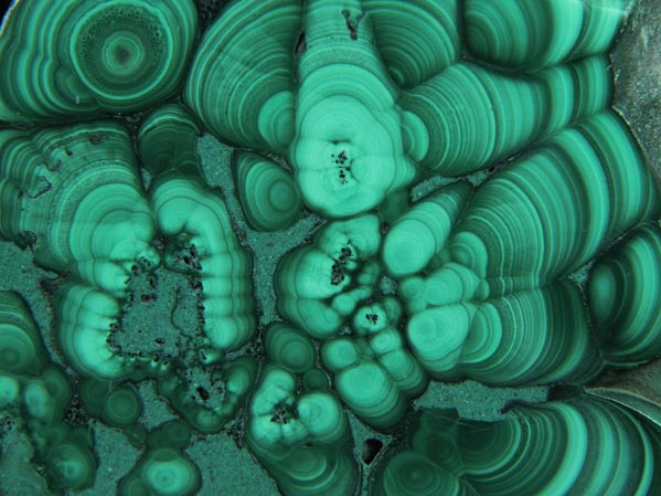 Malachite from Kolwezi Mining District, 240 km WNW of Lubumbashi, Katanga Copperbelt, Lualaba Province, Democratic Republic of the Congo
