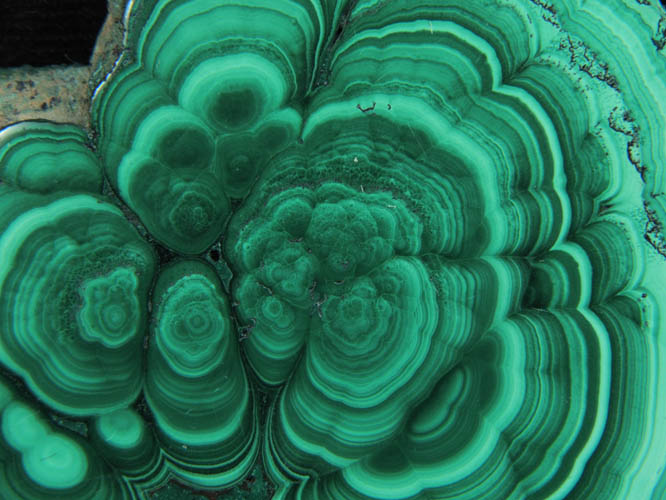 Malachite from Kolwezi Mining District, 240 km WNW of  Lubumbashi, Katanga Copperbelt, Lualaba Province, Democratic Republic of the Congo