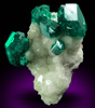 Dioptase on Calcite from Tsumeb Mine, Otavi-Bergland District, Oshikoto, Namibia