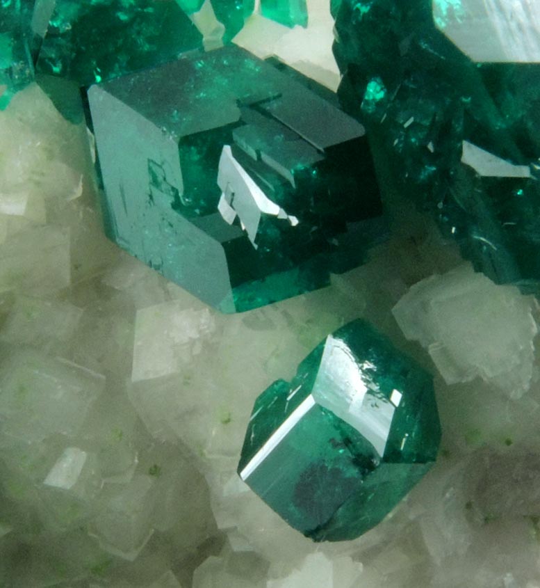 Dioptase on Calcite from Tsumeb Mine, Otavi-Bergland District, Oshikoto, Namibia