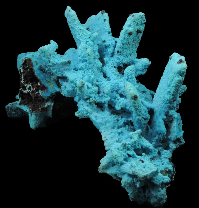 Chrysocolla over Malachite pseudomorphs after Azurite from Luputo Mine, Lubumbashi, Katanga Copperbelt, Haut-Katanga Province, Democratic Republic of the Congo