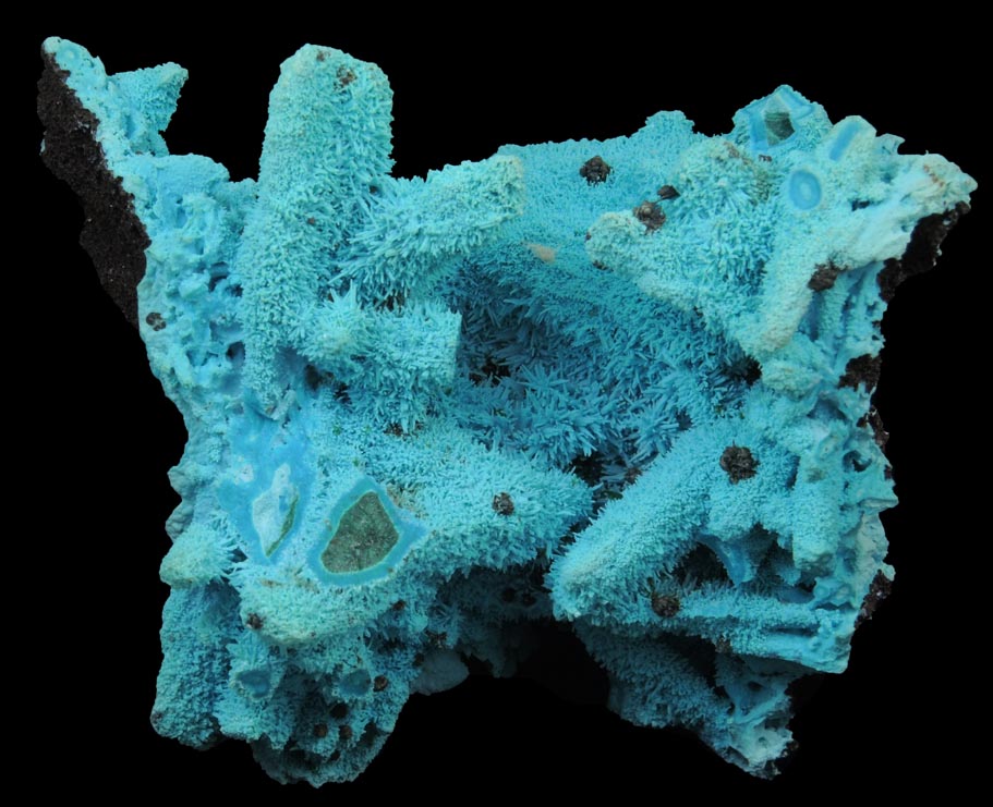 Chrysocolla over Malachite pseudomorphs after Azurite from Luputo Mine, Lubumbashi, Katanga Copperbelt, Haut-Katanga Province, Democratic Republic of the Congo