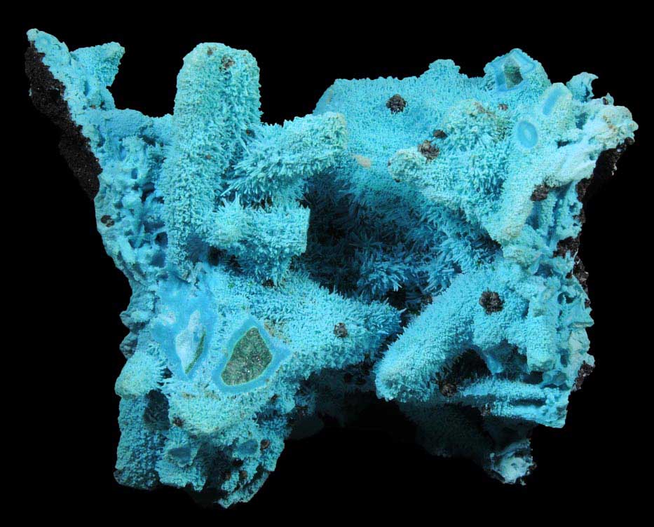 Chrysocolla over Malachite pseudomorphs after Azurite from Luputo Mine, Lubumbashi, Katanga Copperbelt, Haut-Katanga Province, Democratic Republic of the Congo