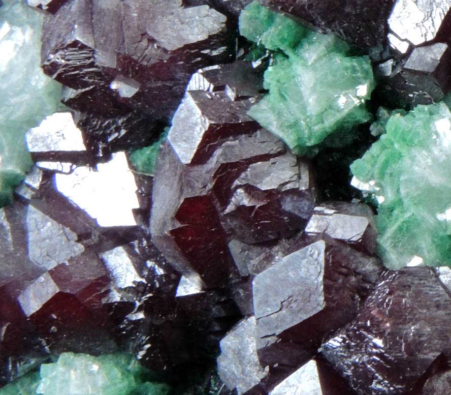 Cuprite with Malachite and Calcite from Tsumeb Mine, Otavi-Bergland District, Oshikoto, Namibia